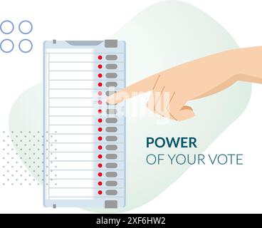 Power of Elections - Pressing button on Electronic Voting Machine  - Stock Illustration as EPS 10 File Stock Vector