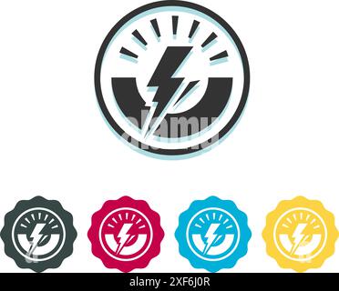 Energy Meter Icon with Lighting Bolt - Stock Icon as EPS 10 File Stock Vector
