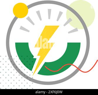 Energy Meter Icon with Lighting Bolt - Stock Icon as EPS 10 File Stock Vector