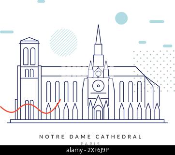 Notre Dame Cathedral - Paris - Stock Illustration as EPS 10 File Stock Vector