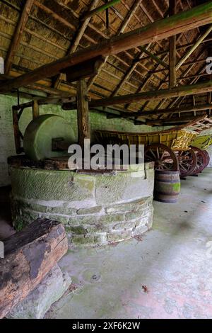 Cider press and cart store, St Fagans National Museum of History, Cardiff. Amgueddfa Werin Cymru. June 2024 Stock Photo