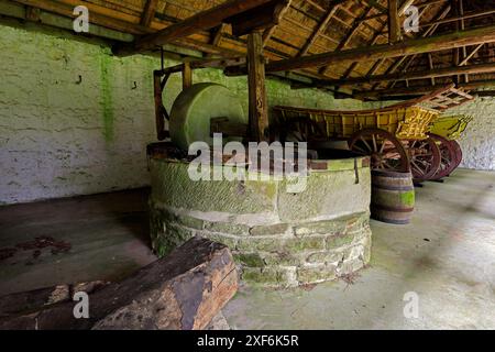 Cider press and cart store, St Fagans National Museum of History, Cardiff. Amgueddfa Werin Cymru. June 2024 Stock Photo