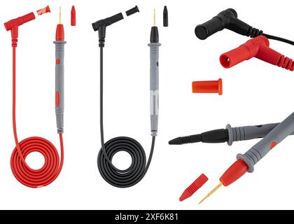 Multimeter probes universal, on white background, insulated Stock Photo
