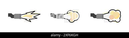 Vector exhaust gas icons. Smoke icon with auto template. Vector explosion logo. Fast wind vector icon. Vector illustration. Stock Vector