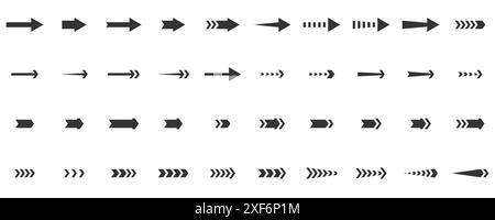 Arrows icons set. Black arrows collection. Flat vector illustration isolated on white background. Stock Vector