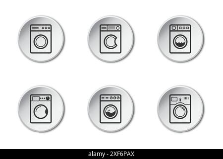 Washing machine icon set. Home appliances. Vector illustration Stock Vector