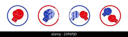 Boxing gloves icons set. Color vector illustration. Stock Vector