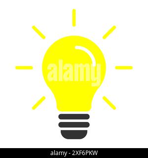 Bulb light idea icon. Lamp with rays shine. Flat vector illustration. Stock Vector