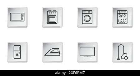 Household appliances icon set. Vector isolated simple line illustration Stock Vector