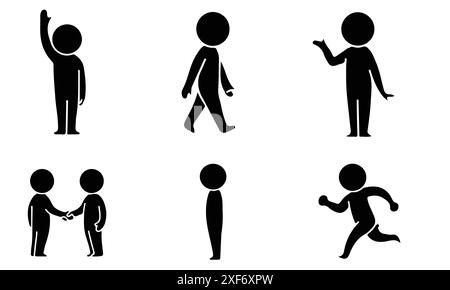 Different stick figure. Different stick figure poses. Stock Vector