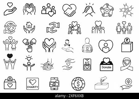 Set of charity and donation icons. Stock Vector