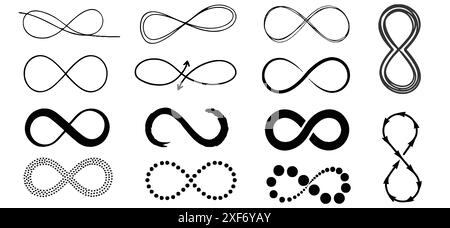 Infinity symbols set infinity symbols vector illustration. Infinity symbols. Stock Vector