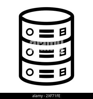 database icon or modern line symbol. Vector line art and icon design with bold outline. Black and white Pixel Perfect minimalistic symbol isolated whi Stock Vector