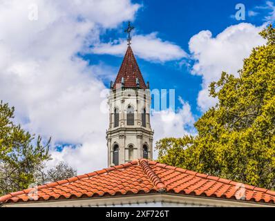 Bell tower, Cathedral Basilica of St. Augustine, Florida. Founded in 1565, oldest church in USA. Stock Photo