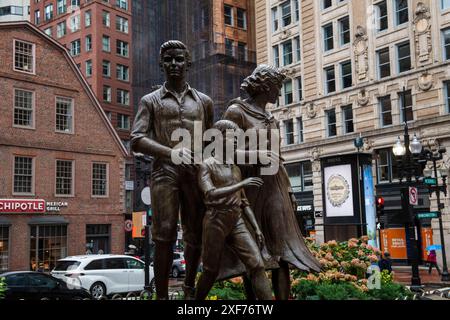 Boston, Massachusetts, USA - October 29, 2023: Detail of a statue from the Irish Famine Memorial, in the downtown of the city of Boston, Massachusetts Stock Photo