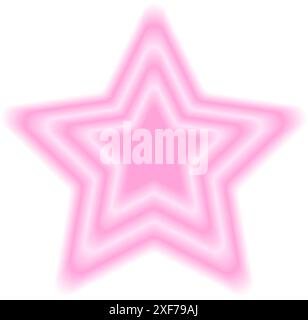Pink star shape in holographic blurry style. Trendy y2k sticker with gradient aura effect in pastel colors isolated on white background. Vector illustration. Stock Vector