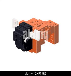 Brown bison in isometry. Vector Stock Vector