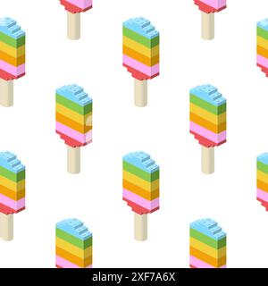 Ice cream pattern in isometry. Vector Stock Vector