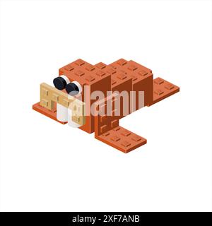 Brown walrus in isometry. Vector Stock Vector