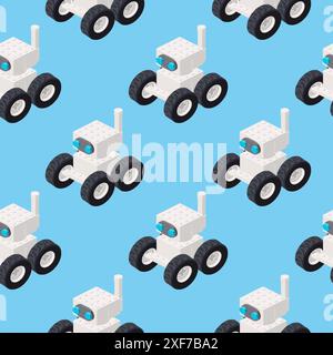 Pattern of a white robot in isometry. Vector Stock Vector