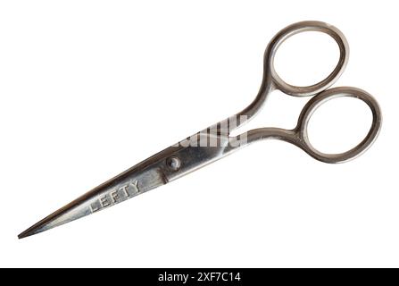 Closed Lefty Scissors Cut Out on White. Stock Photo