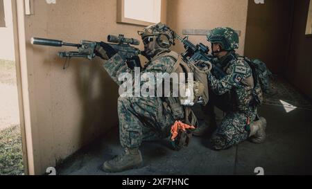 A Malaysian soldier, assigned to 8th Battalion (Parachute), Royal ...