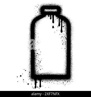 bottle graffiti with black spray paint.vector illustration. Stock Vector