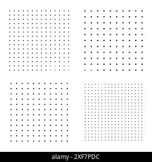 Dot pattern collection. Various black dots. Geometric vector backgrounds. Simple and minimal designs. Stock Vector