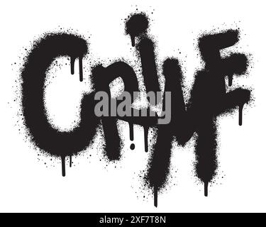 Sprayed crime font graffiti with over spray in black over white.Vector Illustration for printing, backgrounds, posters, stickers. Stock Vector