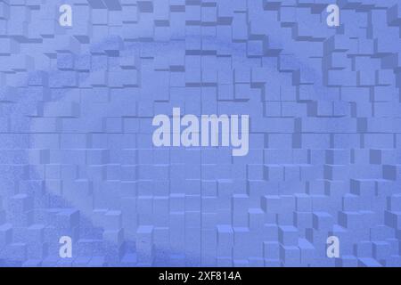 Abstract 3d square pixel geometric background or cube pattern. Spectacular blue embossed cubes extruded into an abstract background cube texture. Stock Photo
