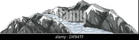 Snow-capped peaks with flowing glacier Stock Vector