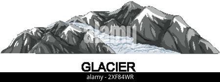 Snow-capped mountains with flowing glacier Stock Vector