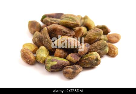Pistachios without Shells Isolated on a White Background Stock Photo
