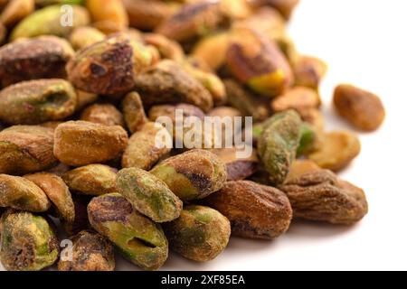 Pistachios without Shells Isolated on a White Background Stock Photo