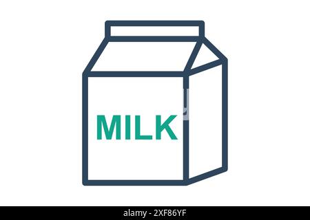 Milk icon. milk carton. icon related to nutrients, child care or healthy option. line icon style. nutrition elements vector illustration Stock Vector