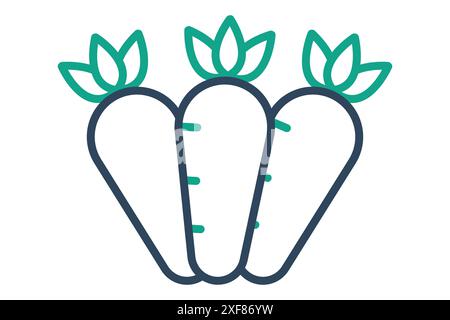 Carrot icon. icon related to vitamin A, healthy food, vegetable. line icon style. nutrition elements vector illustration Stock Vector
