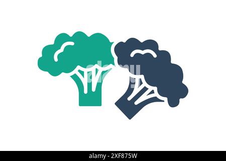 Broccoli icon. icon related to vegetables, healthy eating or vegetarian. solid icon style. nutrition elements vector illustration Stock Vector