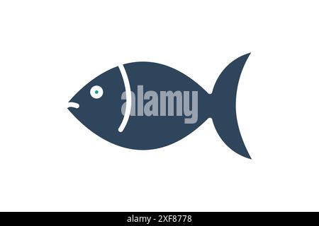 Fish icon. icon related to Omega 3, healthy fats or protein source. solid icon style. nutrition elements vector illustration Stock Vector