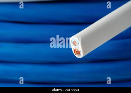 Spools of Electrical Wire on White Background Stock Photo