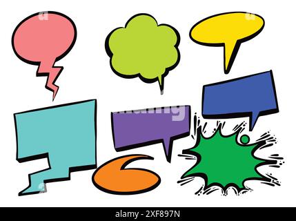 Hand drawn colorful speech bubble set design Stock Vector