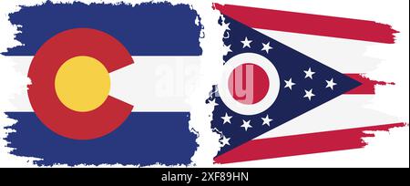 Ohio and Ohio states grunge brush flags connection, vector Stock Vector ...