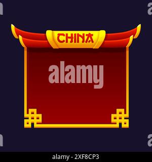 Golden Chinese frames. Chinese-style background for your icon. Game element, APP icon or banner Stock Vector