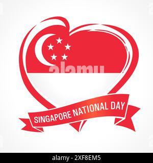 Singapore National Day holiday emblem. Creative logo. T shirt graphic concept. Gift icon. Stock Vector