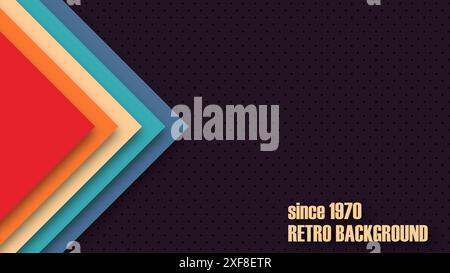 Vintage perforated background from the 1970s, 1960s and 1950s in abstract frames or retro shapes. Vector illustration. Copy space for text. Stock Vector