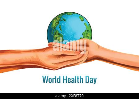 World health day hands holding globe background Stock Vector