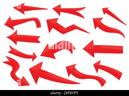 Modern different red arrows set design Stock Vector
