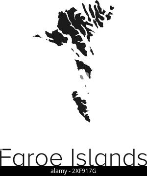 Faroe Islands Map Vector Illustration - Silhouette, Outline, Faroe Islands Travel and Tourism Map Stock Vector