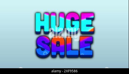 Image of multicolored circular pattern over huge sale text against gradient background Stock Photo