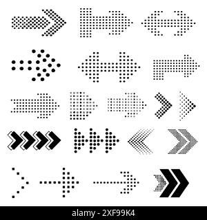 Dotted arrow symbol. Dots arrows. Vector illustration. Stock Vector