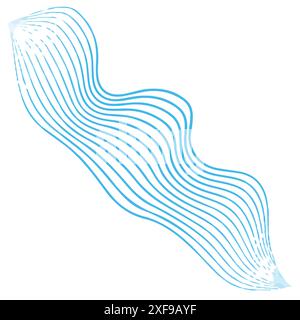 Blue seamless wave pattern. Abstract curved lines vector illustration. Stock Vector